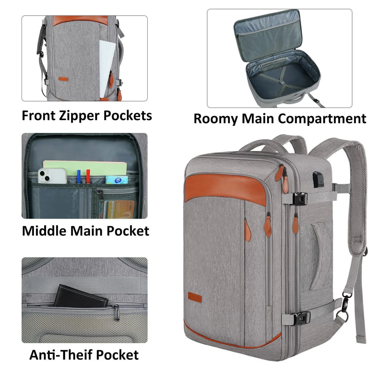 Expandable Travel Backpack with 4 Packing Cubes
