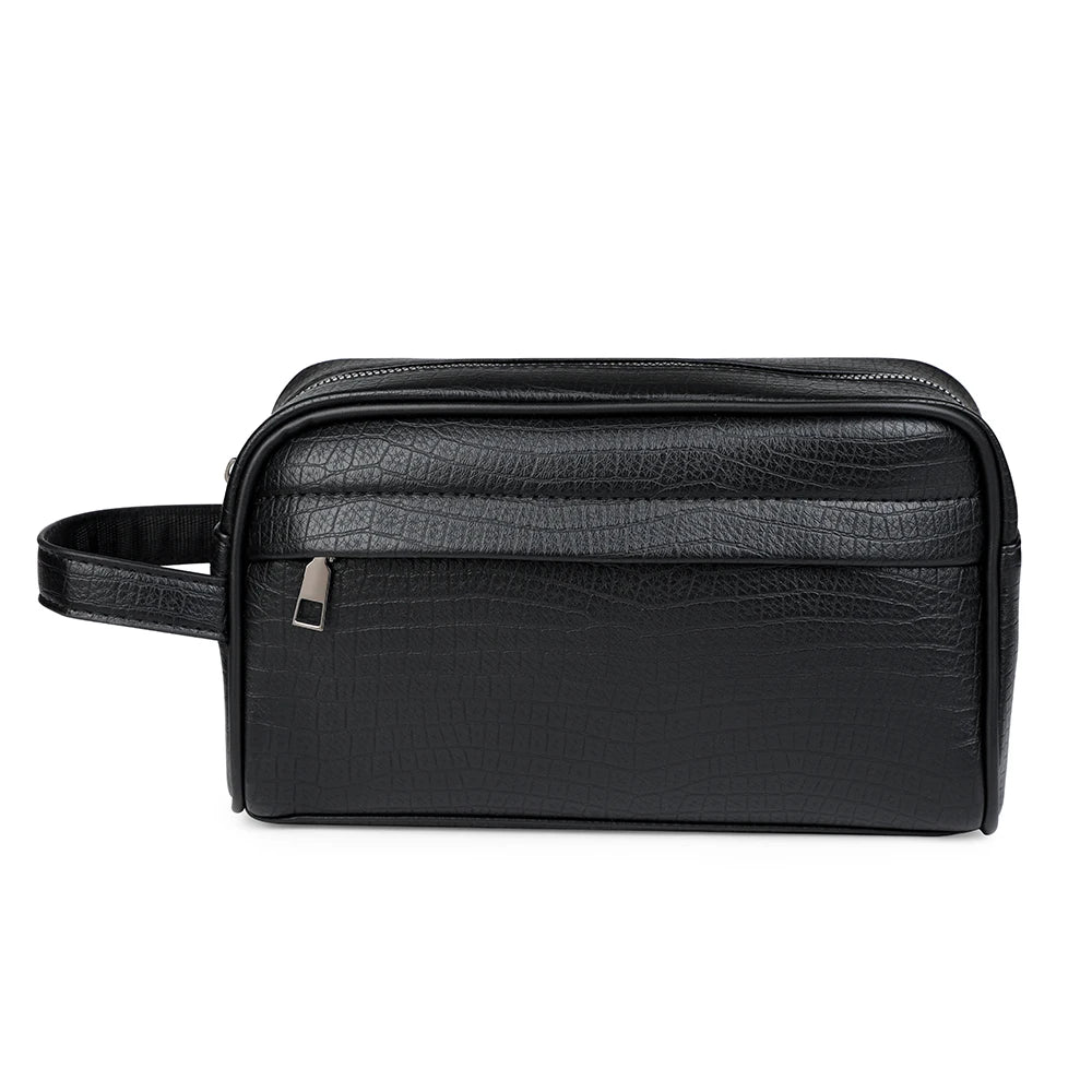 Men's PU Leather Clutch Wallet with Zipper Closure