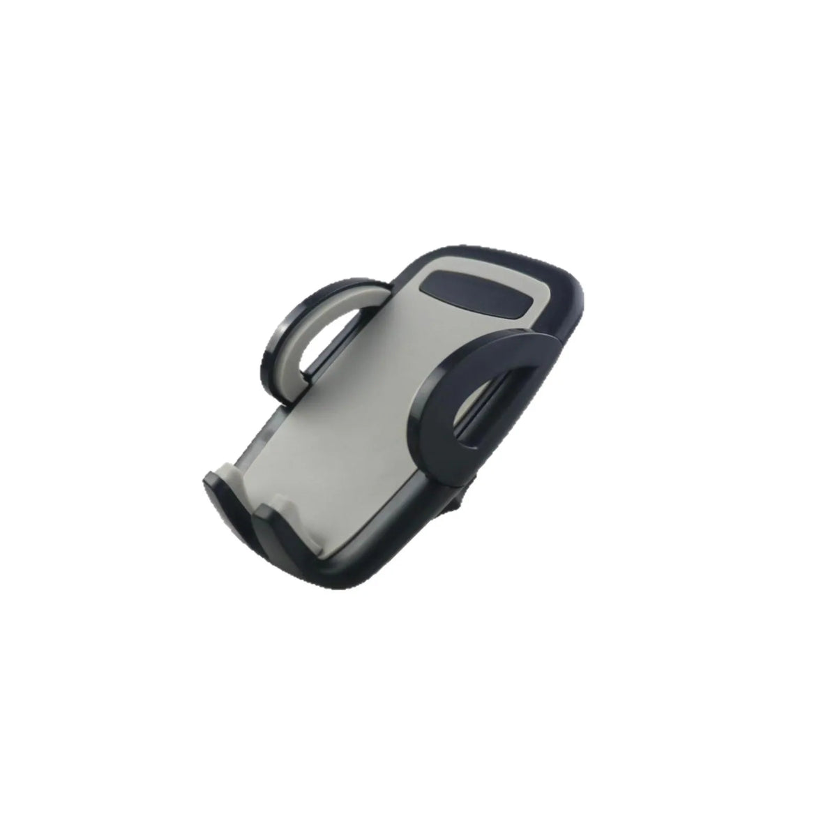 A silver and black adjustable car cup holder phone mount with a flexible design.