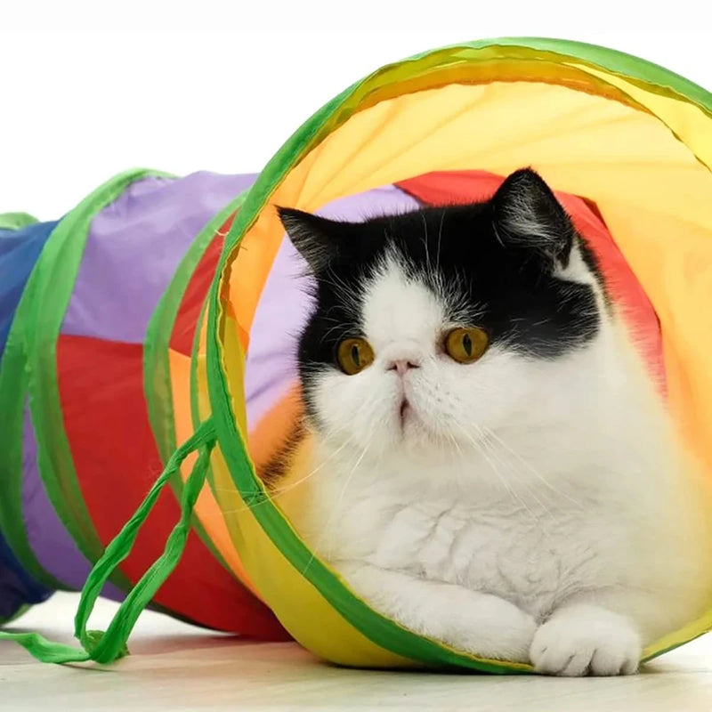 Foldable Interactive Cat Tunnel with Crinkle Sound