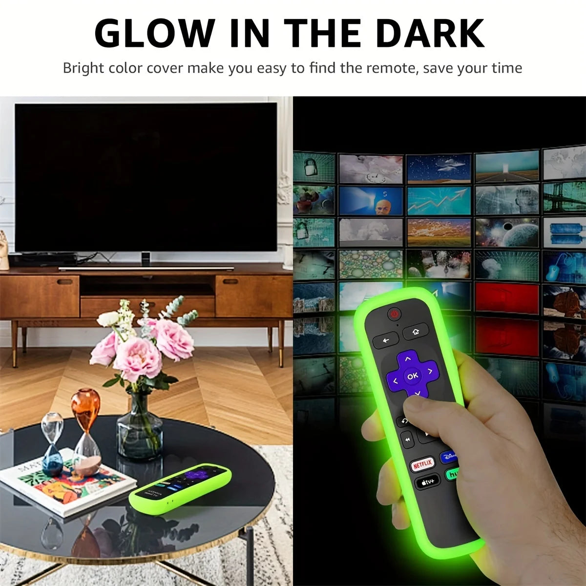 Glow-in-the-Dark Silicone Remote Cover (2-Pack) with Lanyards