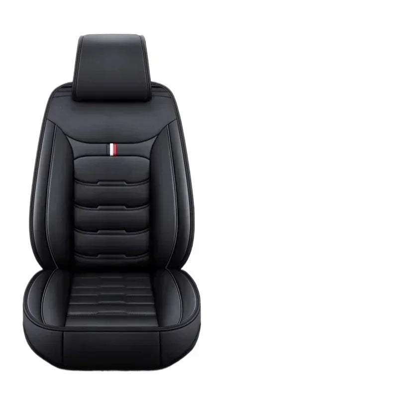 Black universal PU leather car seat cover for a single front seat protector.