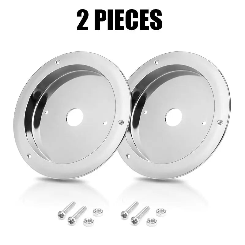 Two silver LED marker and turn signal lights for trucks, trailers, and RVs, with four mounting screws shown separately.