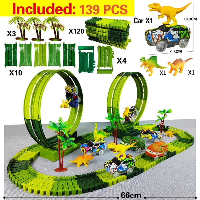 Climbing Dinosaur Car with Flexible Race Track