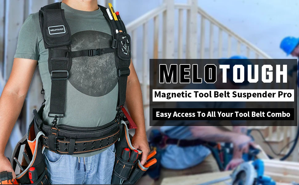 Heavy-Duty Padded Tool Belt Suspenders with Detachable Phone Holder