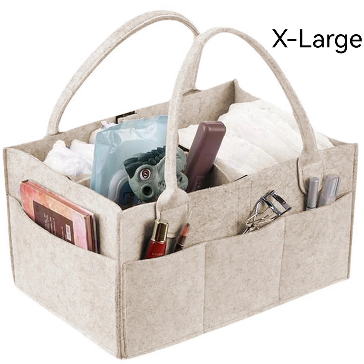 Felt Baby Diaper Caddy Organizer with Pockets and Removable Divider