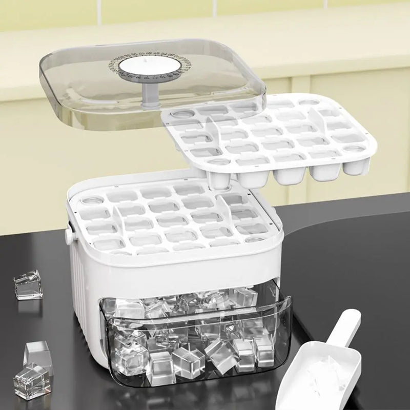 Double-Layer Ice Cube Tray with Easy-Press Lid