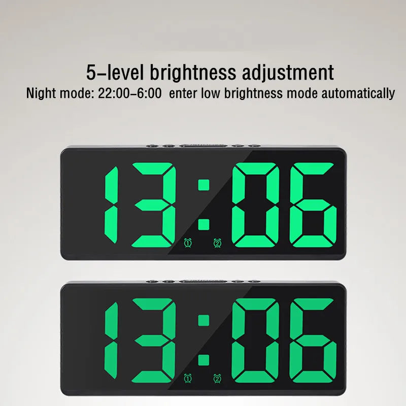 Modern LED Alarm Clock with Voice Control and Night Mode