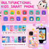 A pink unicorn themed smart phone displaying various app icons and featuring colorful wallpapers.