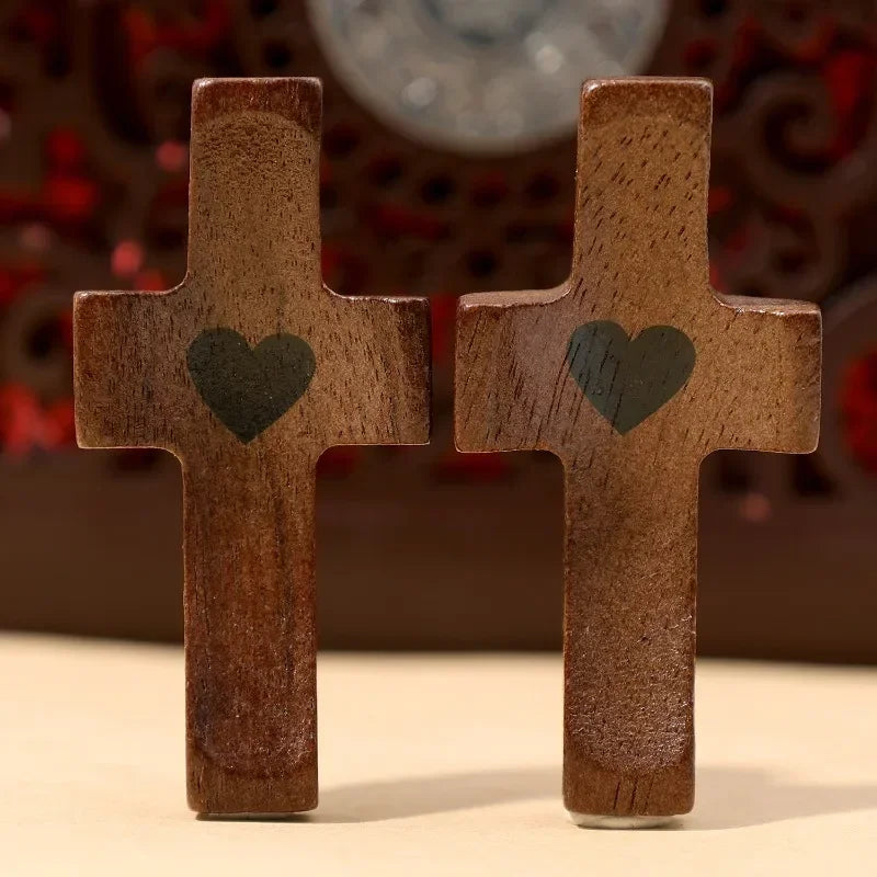 Handcrafted Black Walnut Cross, 5cm Pocket Crucifix