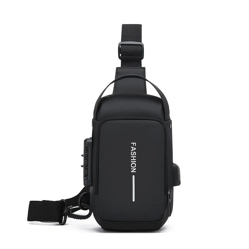 Oxford Sling Bag for Men with Zippered Phone Pocket