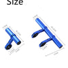 A blue aluminum alloy bicycle handlebar extender mount shown with various dimensions.