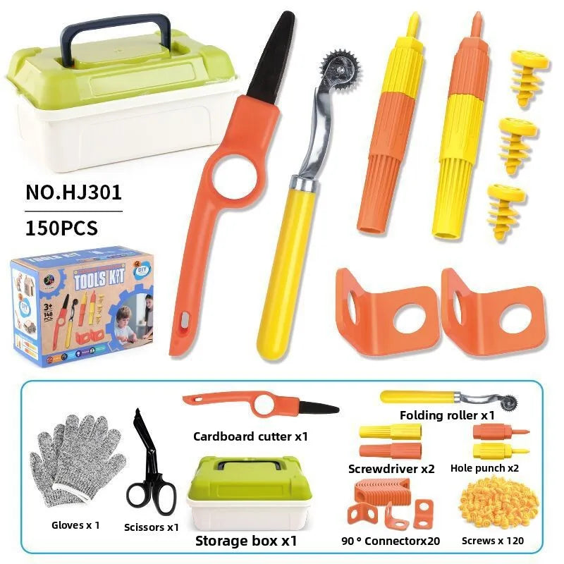 Kids Construction Tool Set with Cardboard Cutter and Toolbox
