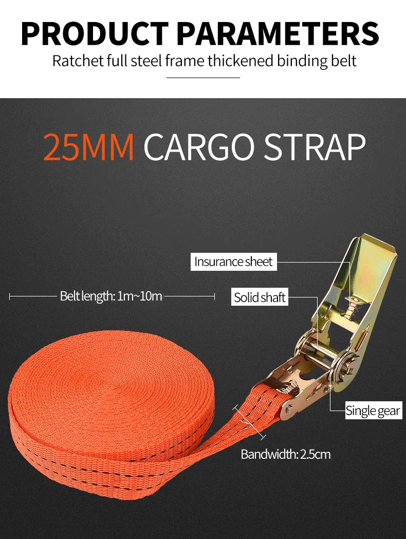Heavy-Duty Ratchet Tie-Down Straps for Secure Cargo Transport