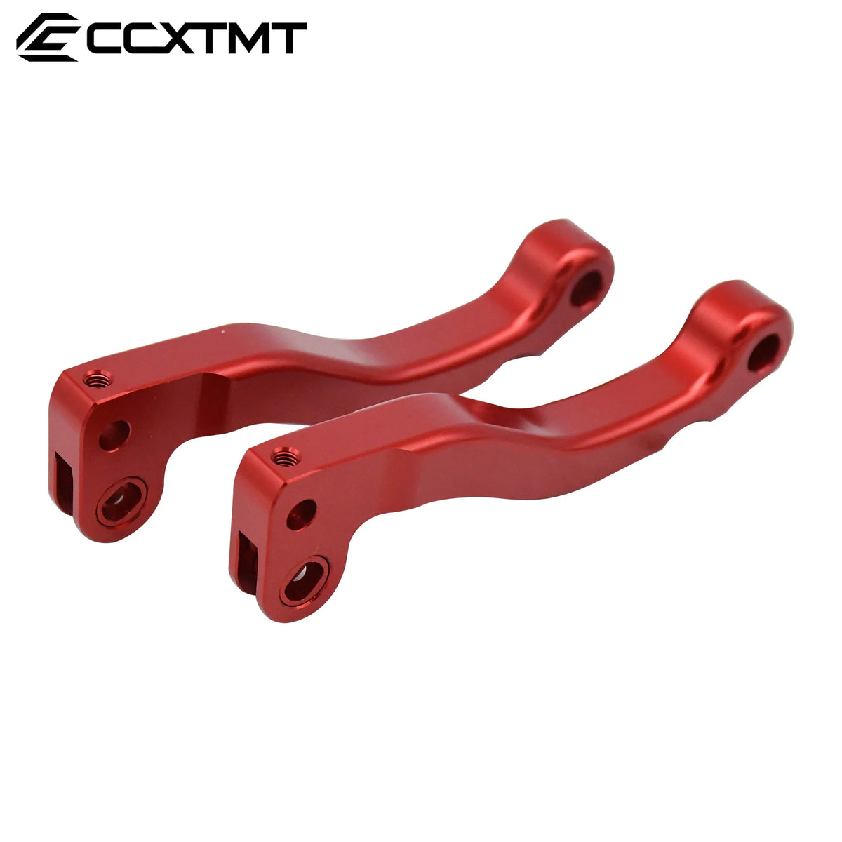 A set of red CNC aluminum brake levers for a Sur-Ron Light Bee X/S electric vehicle.
