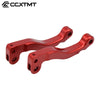 A set of red CNC aluminum brake levers for a Sur-Ron Light Bee X/S electric vehicle.