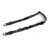 A dark green and brown camouflage strap for a quick-release adjustable crossbody bag, featuring a hanging ring.