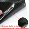 High-gloss black vinyl wrap strip showing built-in air channels on the adhesive side for bubble-free installation.