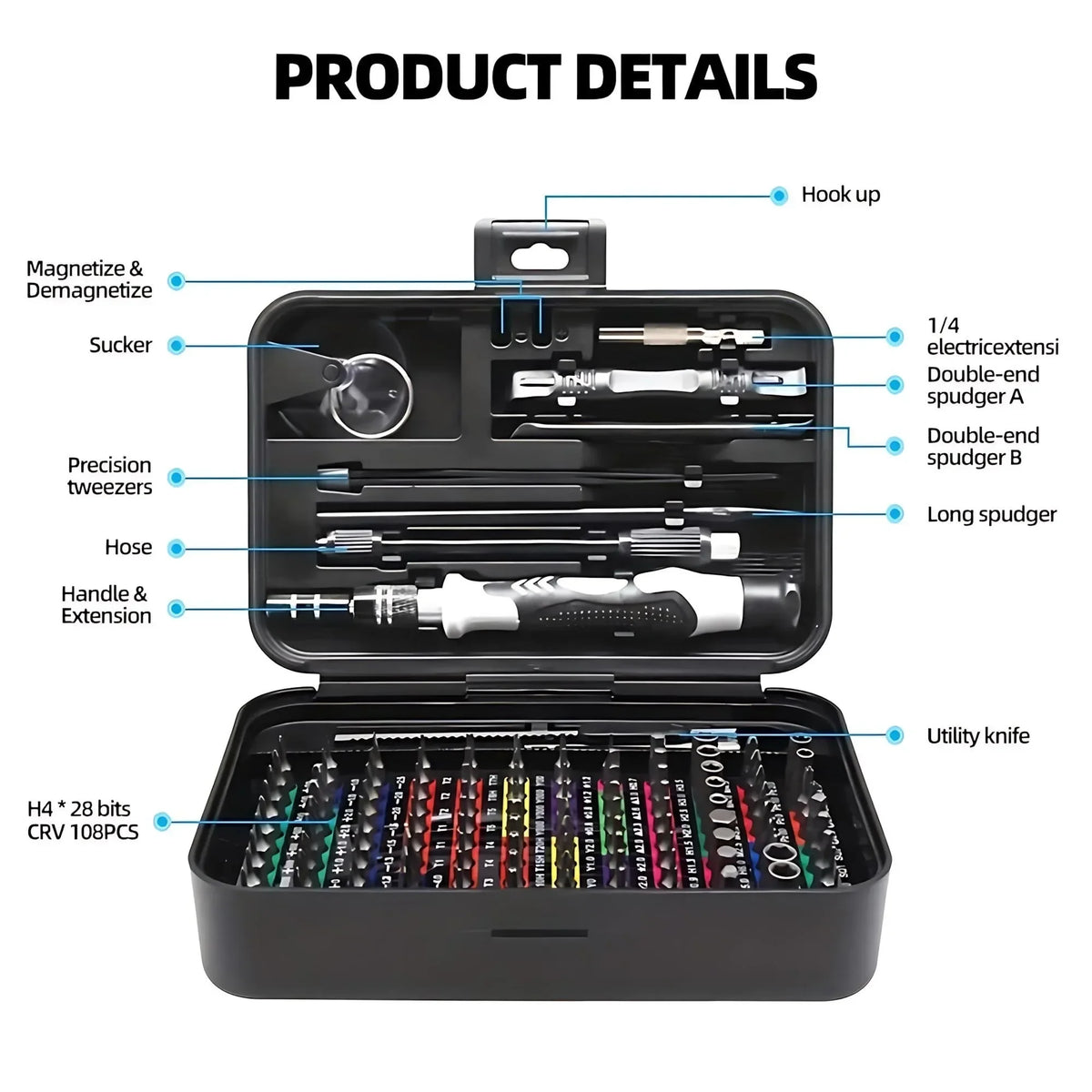 132-in-1 Precision Screwdriver Set with Color-Coded Bits and Magnetic Case