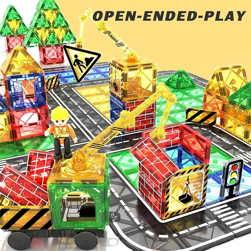 Magnetic Tiles Road Building Set for Kids