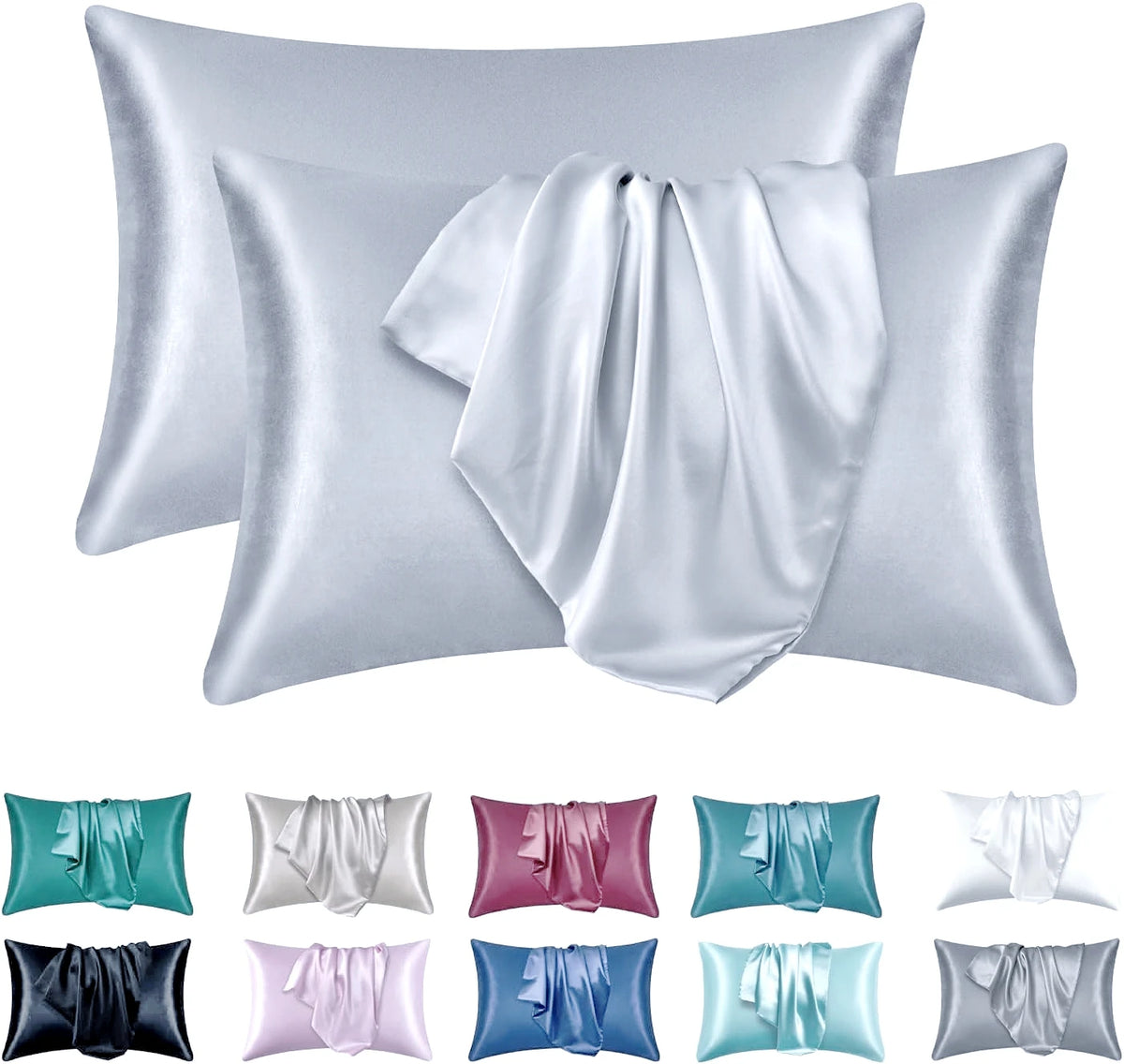 Queen Size Satin Pillowcase Set of 2 for Hair and Skin