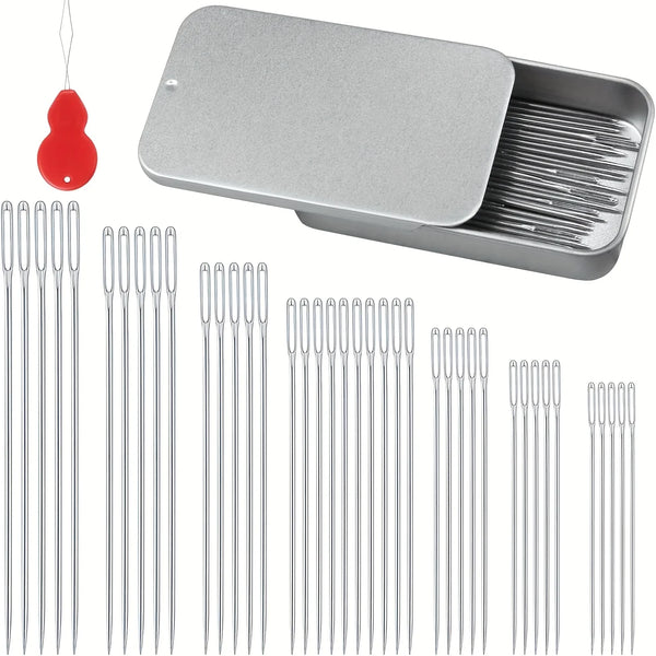 Versatile Stainless Steel Sewing Needle Set with Large Eyes
