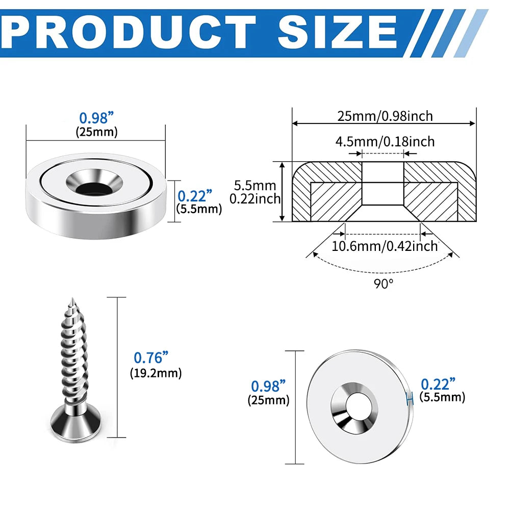 Countersunk Neodymium Disc Magnets with Center Hole