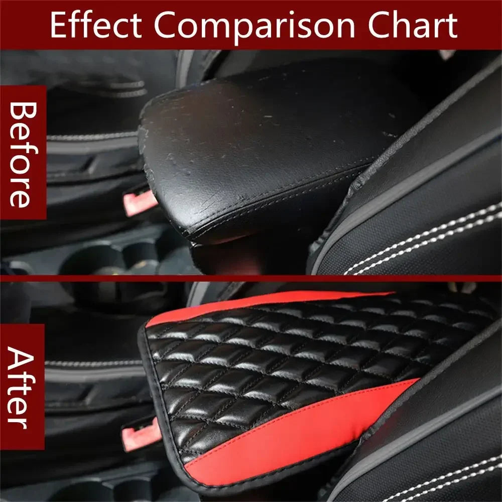 Universal Leather Car Armrest Cover with Non-Slip Padding