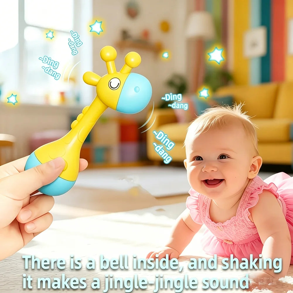 Cute Animal Baby Rattle with Soothing Sounds – Montessori Teether Toy for Newborns