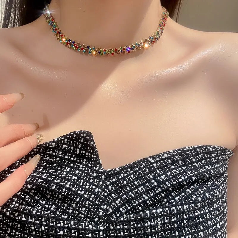 Geometric Rhinestone Choker Necklace