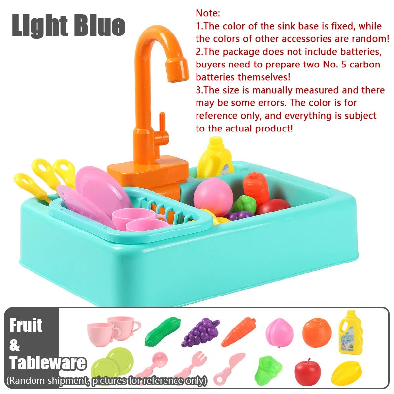 Interactive Play Kitchen Sink with Running Water Feature