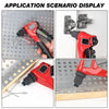 Application scenario display showing a red manual rivet gun kit with interchangeable heads and rivets.