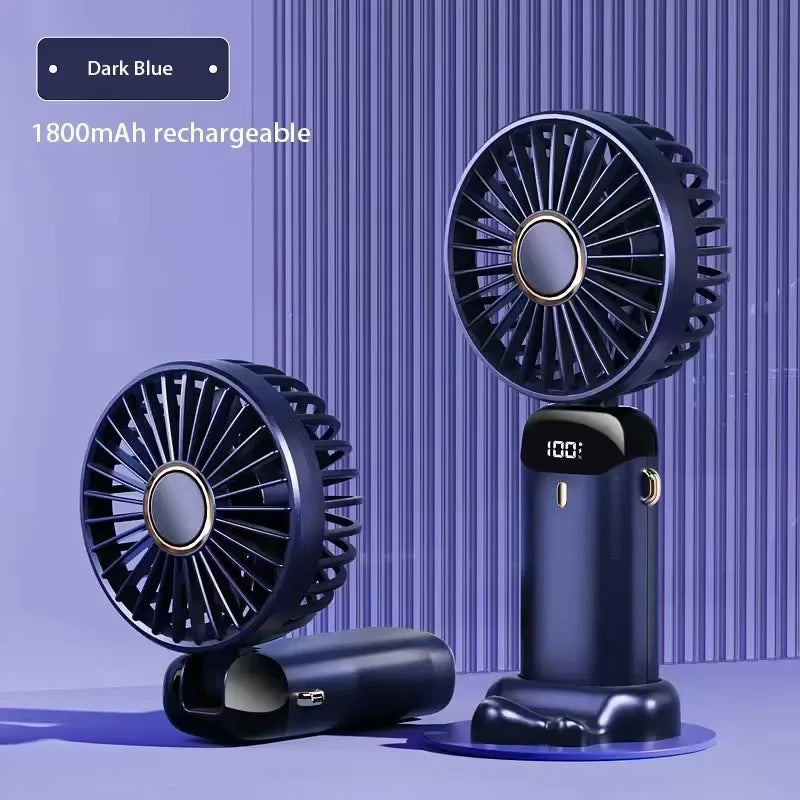 Portable Neck Fan with LED Display and Phone Stand
