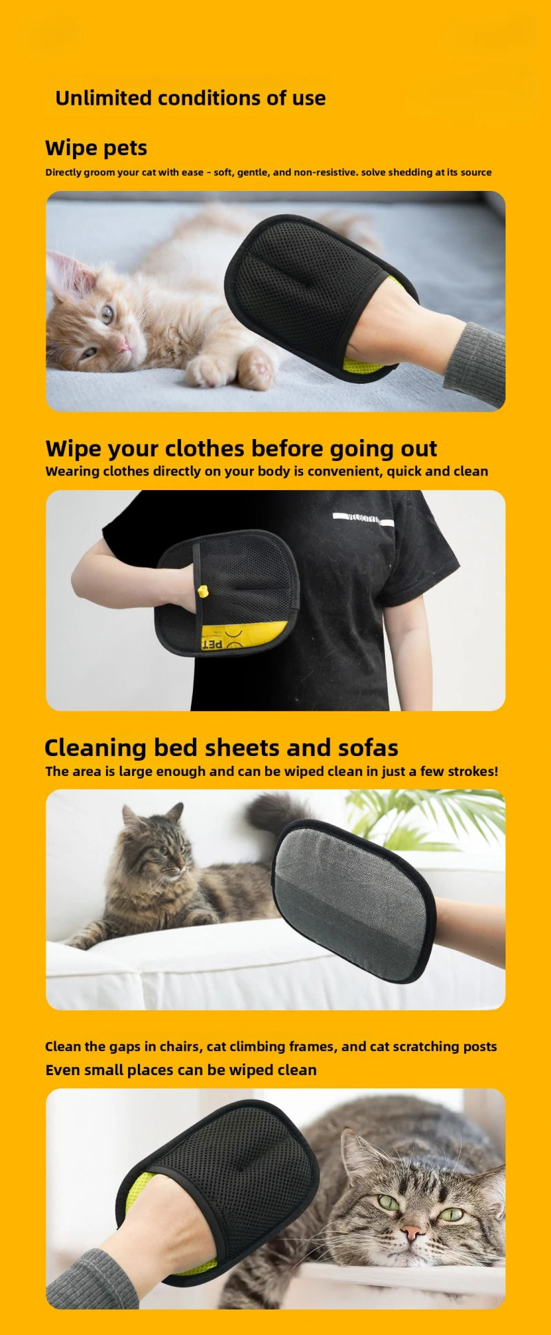 Pet Hair Removal Grooming Gloves