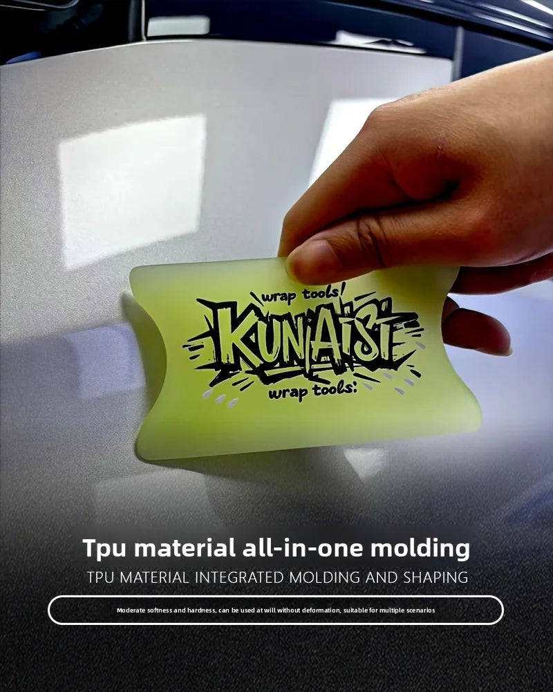 A hand holds a translucent lime green TPU material all-in-one molding tool for integrated molding and shaping.