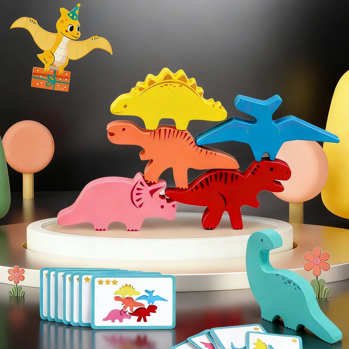 Wooden Dinosaur Stacking Game for Kids