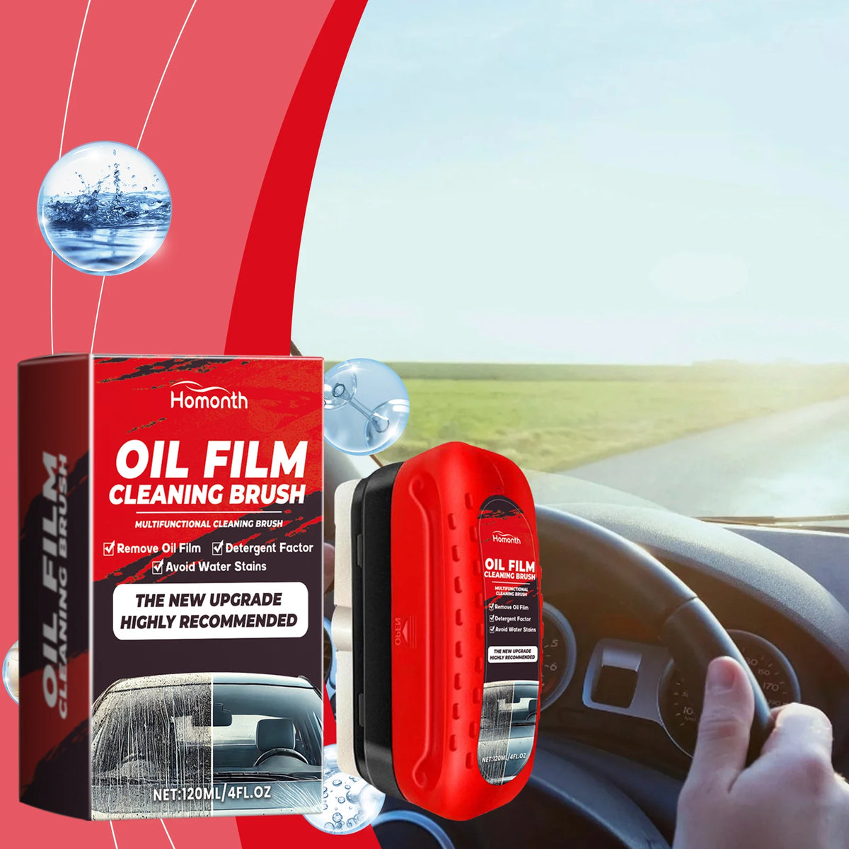 Car Windshield Oil Film Remover & Glass Cleaning Brush