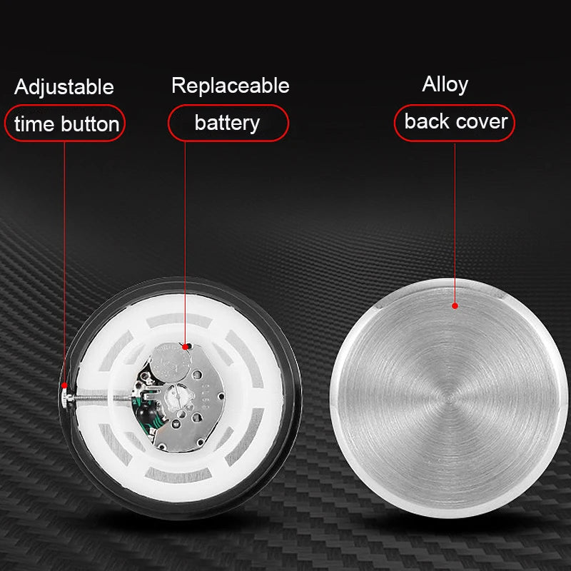Mini Car Clock with Glow-In-The-Dark Dial and Air Vent Clip