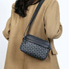 Men's PU Leather Messenger Bag with Plaid Accent