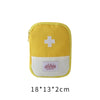 A yellow portable mini first aid kit organizer bag with a white cross symbol on the front.