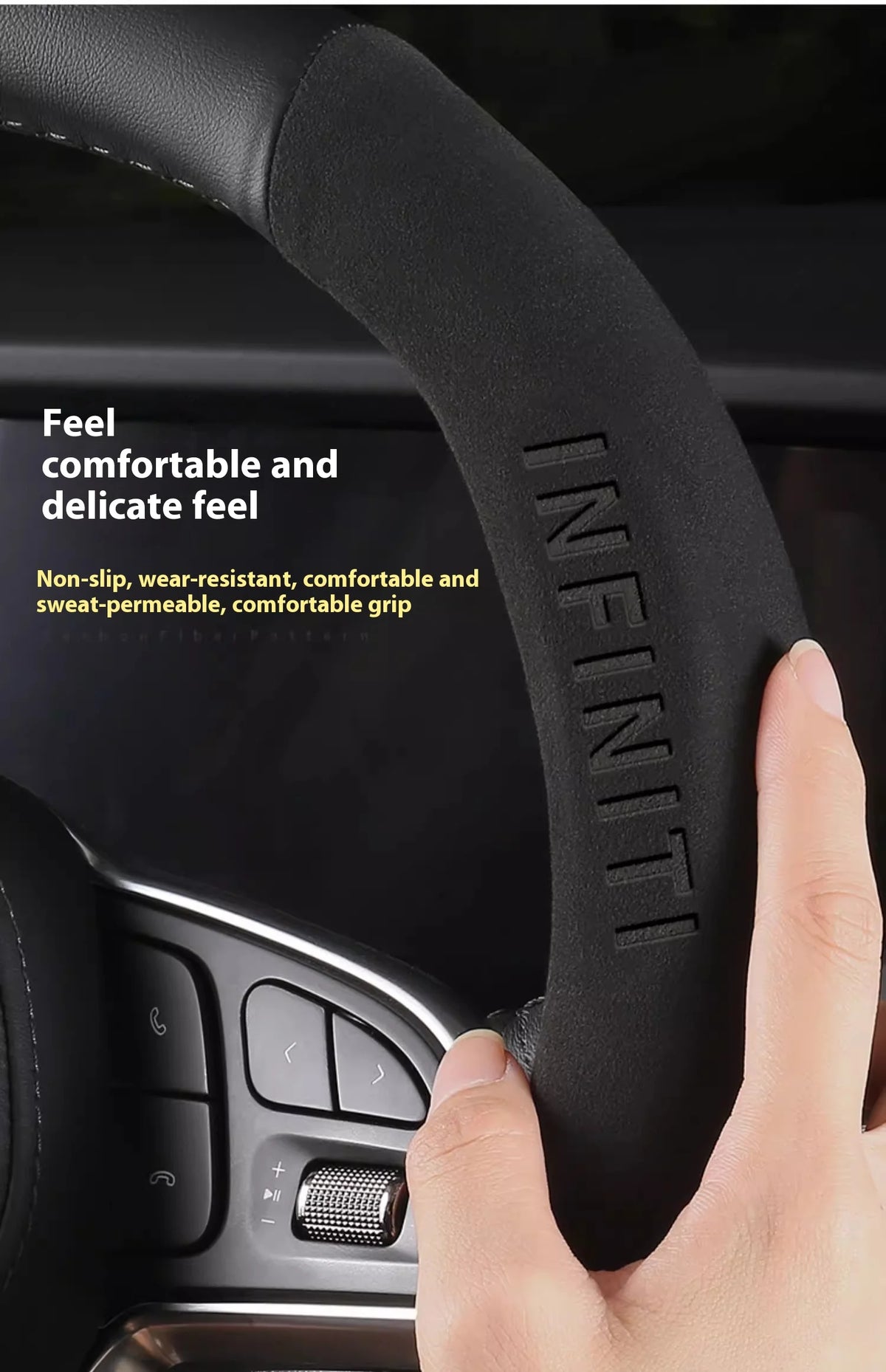Carbon Fiber Leather Steering Wheel Cover for Infiniti Models
