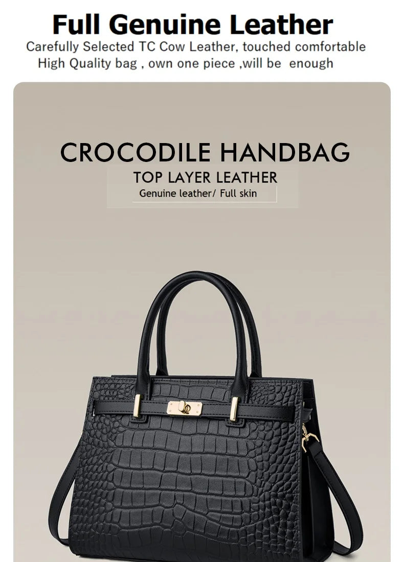 Elegant Genuine Leather Shoulder Bag for Women with Top Handle