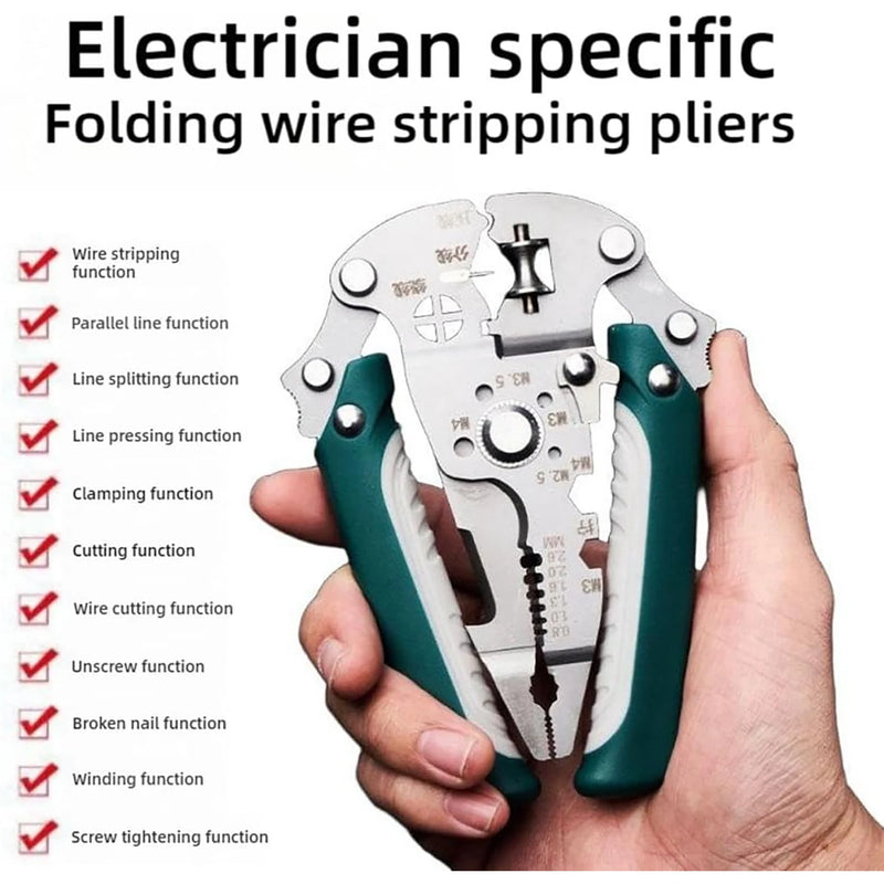 Foldable Multi-Function Wire Stripping & Crimping Pliers