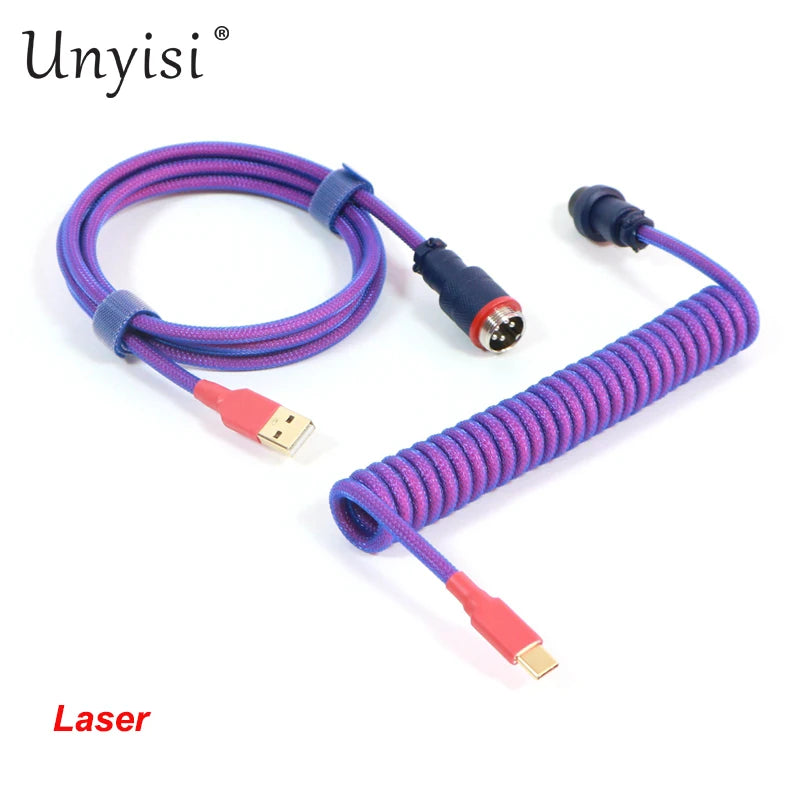 Handcrafted Coiled USB-A to Type-C Cable for Mechanical Keyboards