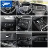 Various close-up shots of carbon fiber interior trim components for a Dodge Charger vehicle.