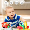 A baby toy featuring a tissue box with crinkle scarves and paper to encourage sensory play.