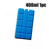A blue reusable gel ice block product, 400ml size, stacked for use in coolers.