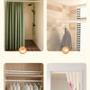 A collection of bathroom and bedroom items featuring a high quality paint surface, including shower curtains, towel rods, and