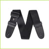 Black guitar strap with a vintage cross pattern and a pick pocket detail.