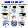 Demonstration of a large bag being folded into an attached mini pouch for easy carrying in various contexts.
